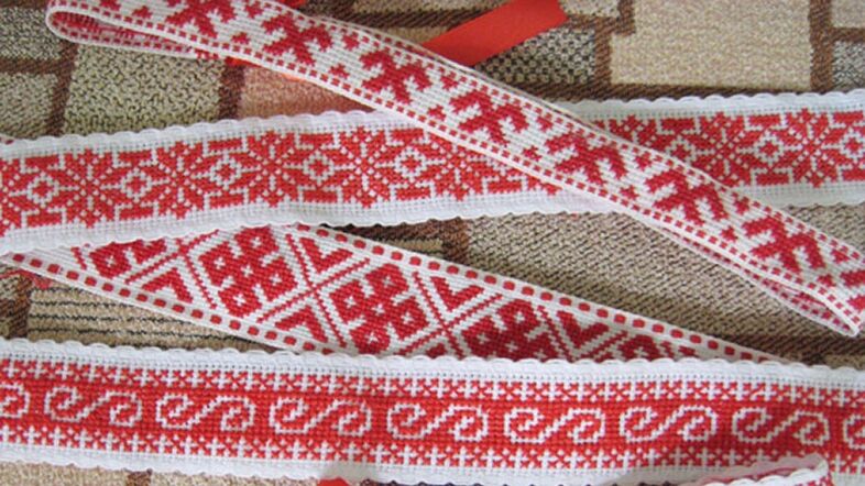 Slavic symbols on a protective ribbon