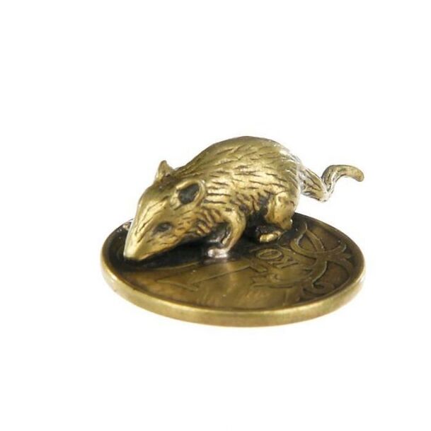 Purse rat amulet with coin for good luck in financial matters