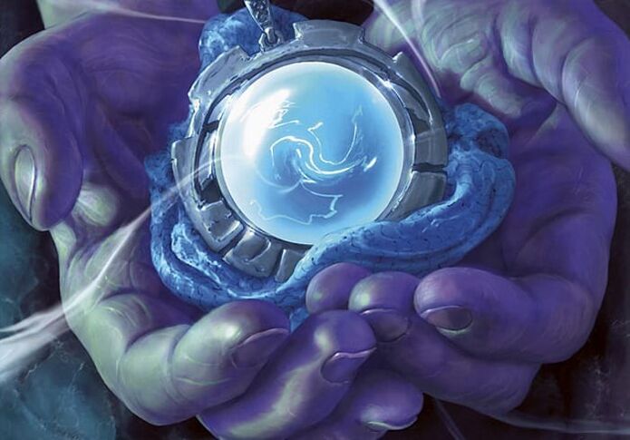 magic amulet in hands and carrying it